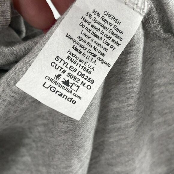 Cherish Tunic Gray Sleeveless Keyhole Back Stretch Jersey Knit Size Large Casual - Picture 5 of 5